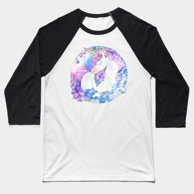 Resting Unicorn Baseball T-Shirt by LyddieDoodles